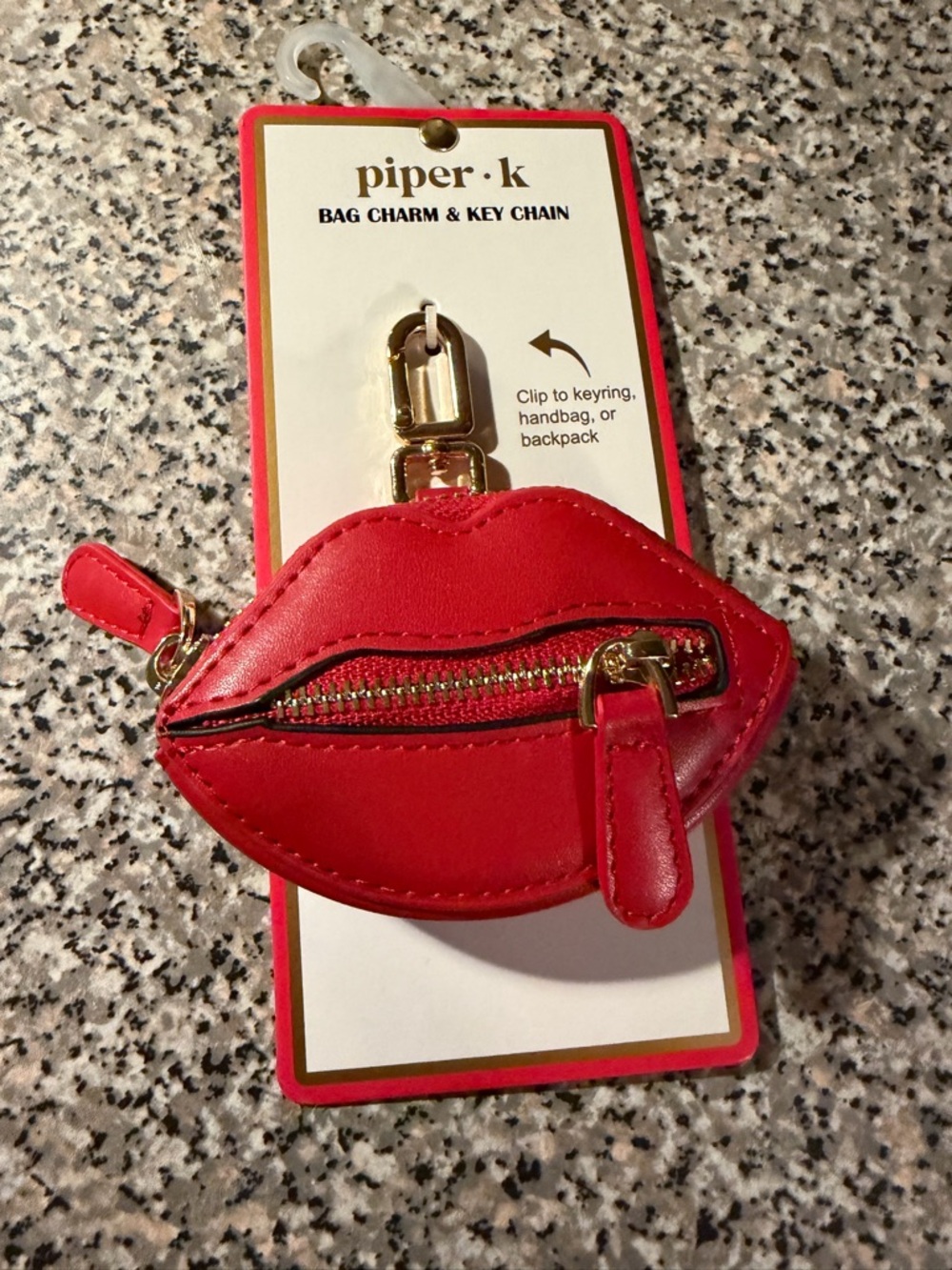 piper.k Red Lip Zip Bag Charm & Key Chain/coin purse